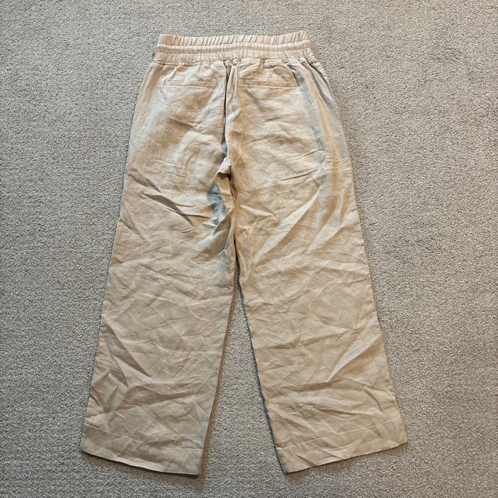 Quince 100% European Linen Wide Leg Pants Driftwood Drawstring Smocked Sz Small - Picture 10 of 10